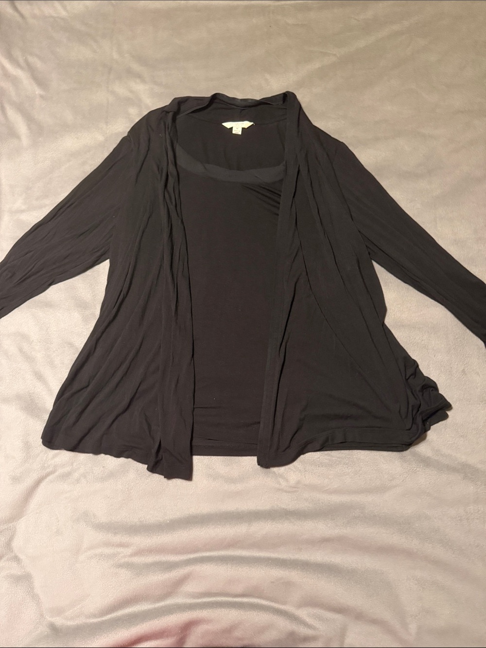 Black Women's Open-Front Cardigan with built in tank top